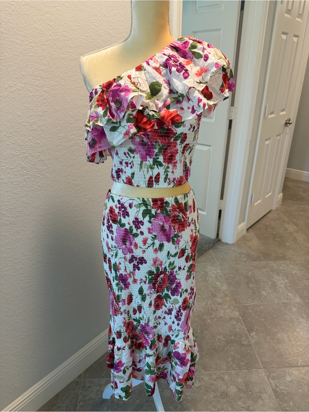 Abercrombie Floral Smoked Top/ Skirt Set